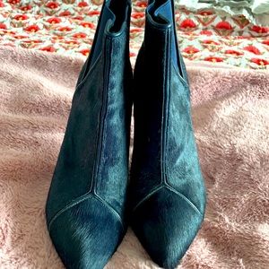 Rachel Zoe cow hide deep blue boots